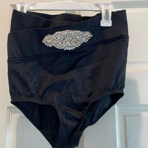 Dance costume bottom piece   Silver appliqué attached adult small. High waisted